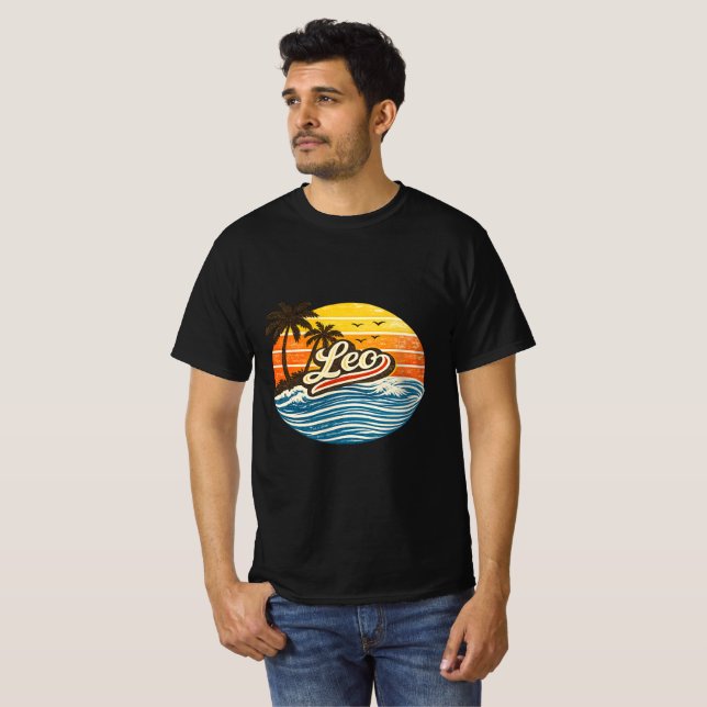 T-shirt Conception de nom Sunset Retro Leo (Devant entier)