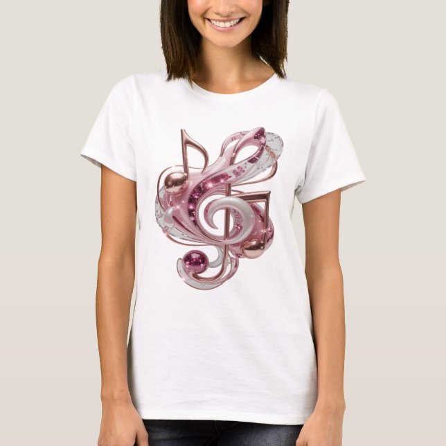T-shirt Conception de NOTES DE MUSIQUE Rose Drôle (Devant)