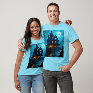 T-shirt Conception de nuit au clair de lune bleu du manoir