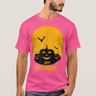 T-shirt Conception de nuit Citrouille d'Halloween simple