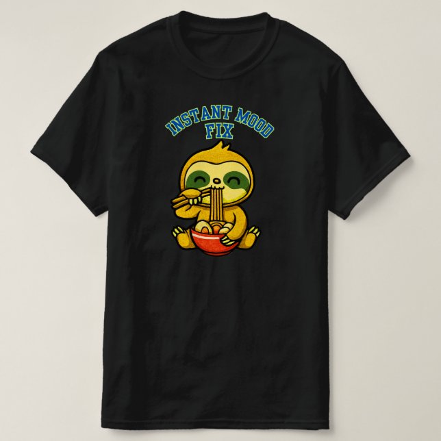 T-shirt Conception de paresseux mignon mangeant des nouill (Design devant)