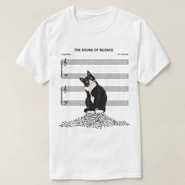 T-shirt Conception de parodie musicale de chat silencieux  (Design devant)
