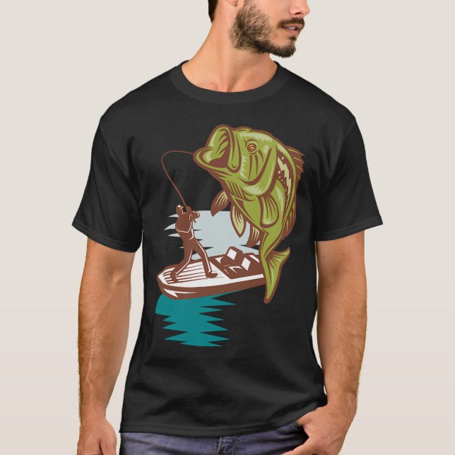T-shirt Conception de pêche à l'hook avec art de poisson b (Devant)