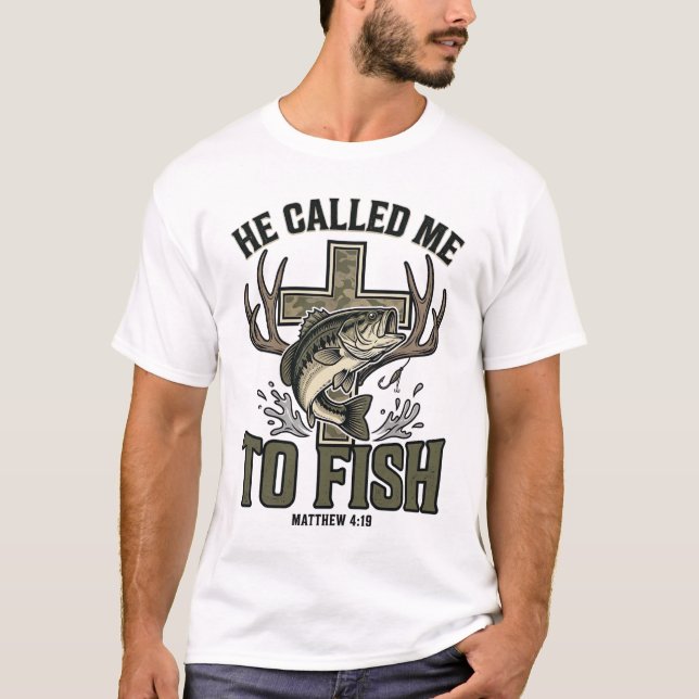 T-shirt Conception de pêche chrétienne Il m'a appelé à pêc (Devant)