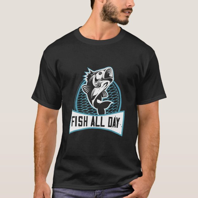 T-shirt Conception de pêche de perche tout le jour (Devant)
