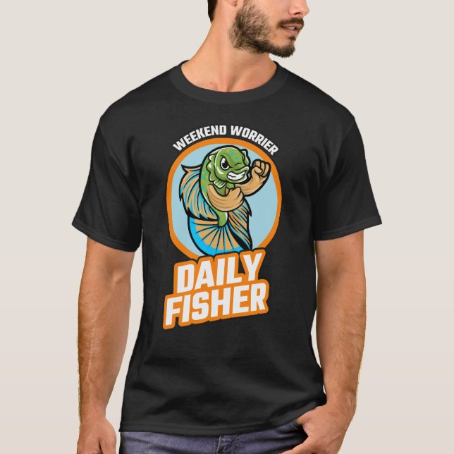 T-shirt Conception de pêche drôle Worrier de week-end Fish (Devant)