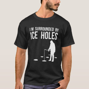 T-shirt Conception De Pêche Sur Glace Im Entouré De Trous 