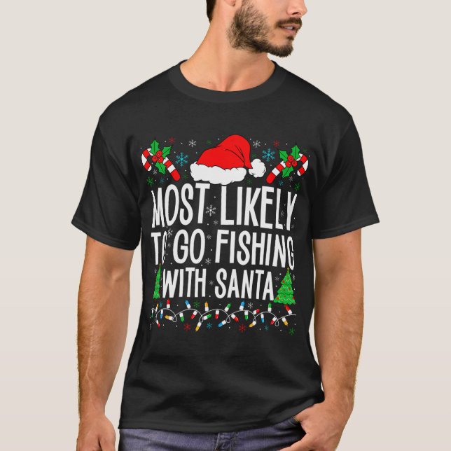 T-shirt Conception de pêcheur de Noël laid - Joyeux Fishma (Devant)