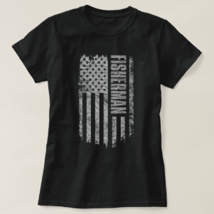 T-shirt Conception de pêcheur drapeau USA en détresse