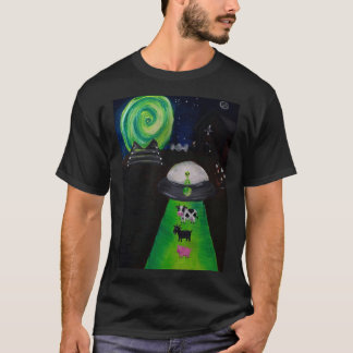 T-shirt Conception de peinture d'enlèvement par les ovnis
