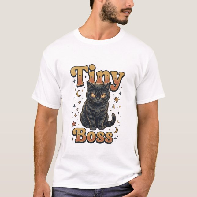 T-shirt Conception de petit chat noir boss (Devant)