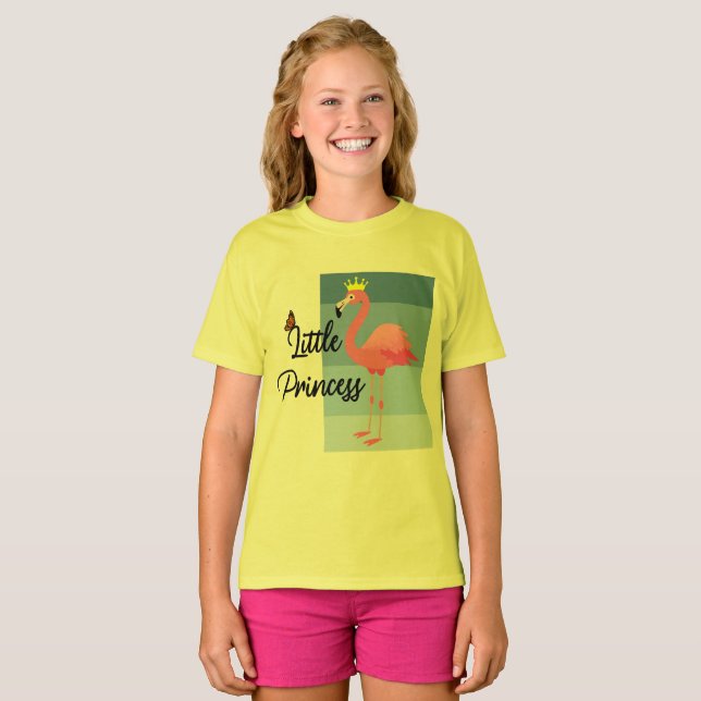T-shirt Conception de petit flamant rose de princesse - Fi (Devant entier)