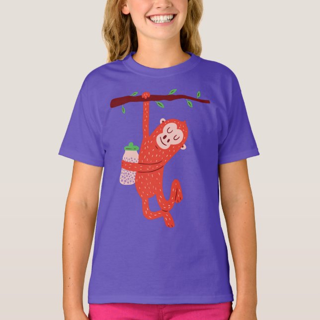 T-shirt Conception de petit singe mignon (Devant)