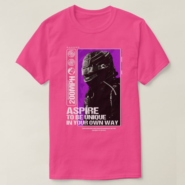 T-shirt Conception de pilote F1 Motivationnelle Aspire (Design devant)