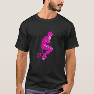 T-shirt Conception de pin-up de diable rose, art rétro gra