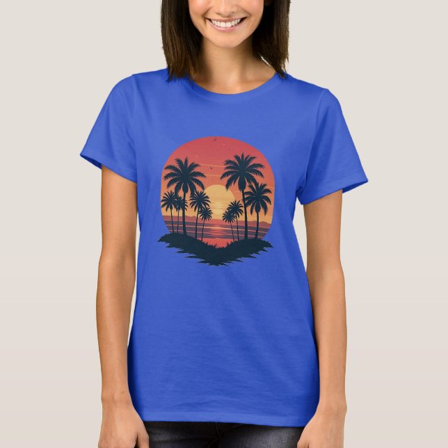 T-shirt conception de plage au coucher du soleil tropical (Devant)
