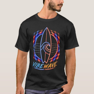 T-shirt Conception de planche de surf Vibewave Neon - Rétr