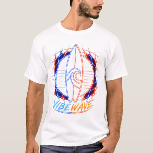 T-shirt Conception de planche de surf Vibewave Neon - Rétr