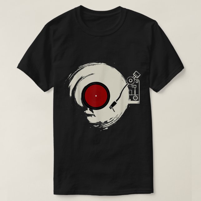 T-shirt Conception de platine vinyle rétro (Design devant)