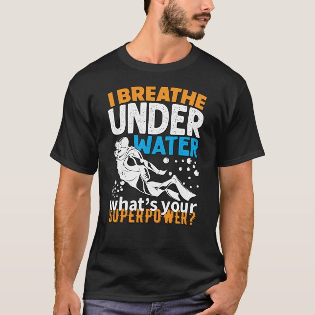 T-shirt Conception de plongée cool - Je respire sous l'eau (Devant)
