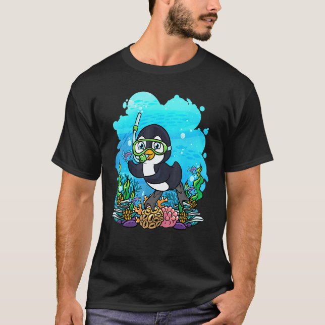 T-shirt Conception de plongeur pingouin SCUBA (Devant)