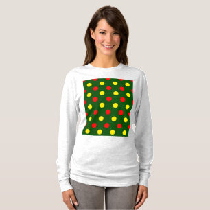 T-shirt Conception de pois verts rouges jaunes