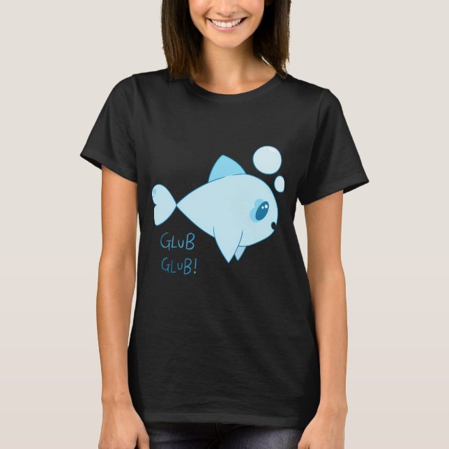 T-shirt Conception de poisson bleu 'Glub Glub' (Devant)