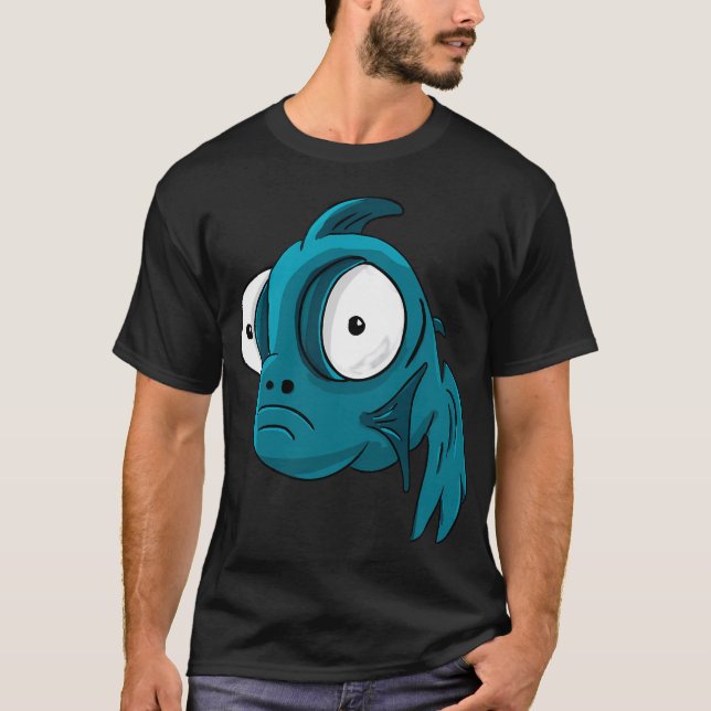 T-shirt Conception de poisson turquoise mignon, style Anim (Devant)