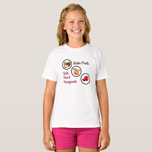 T-shirt Conception de pomme, poire et grenade (Devant entier)