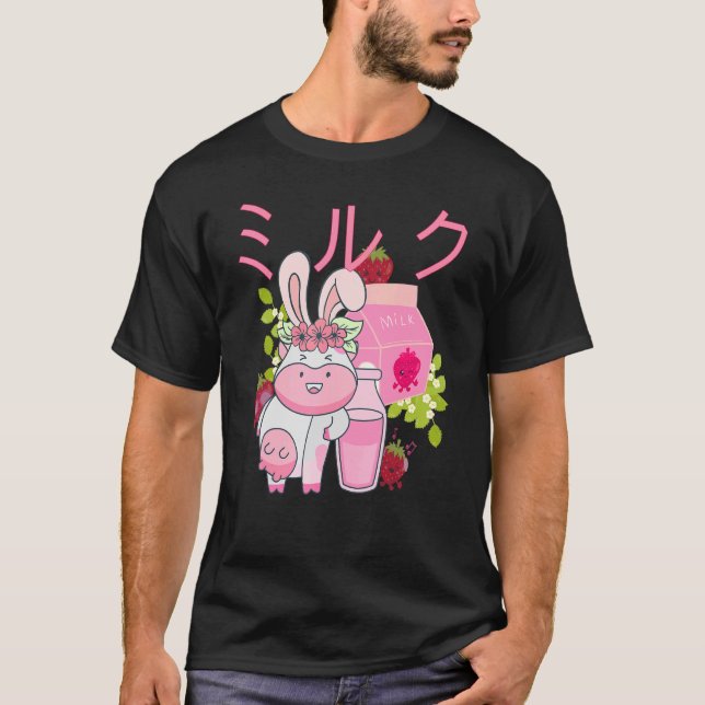 T-shirt Conception de Pop de lait de fraise japonaise (Devant)