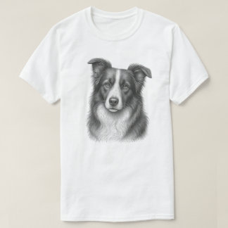 T-shirt Conception de portrait de Border Collie vintage ax