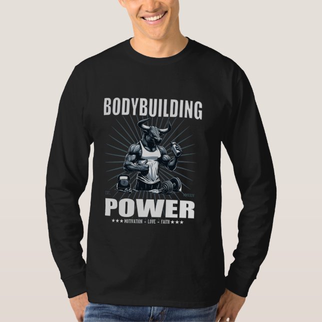 T-shirt Conception de puissance de la musculation avec l'e (Devant)