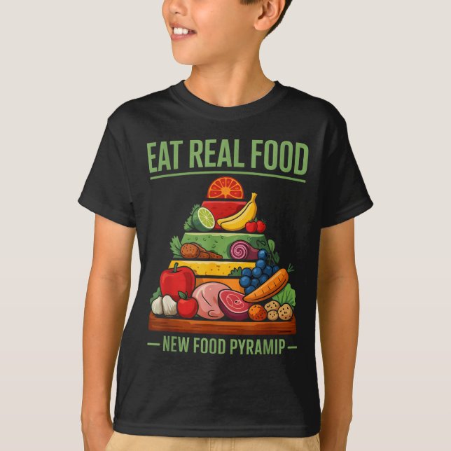 T-shirt Conception de pyramide alimentaire Manger de la vr (Devant)