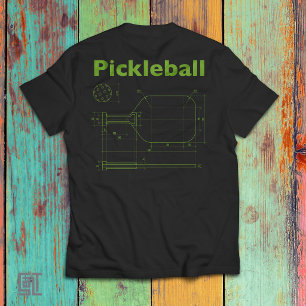 T-shirt Conception de raquette de Pickleball Blueprint Fu