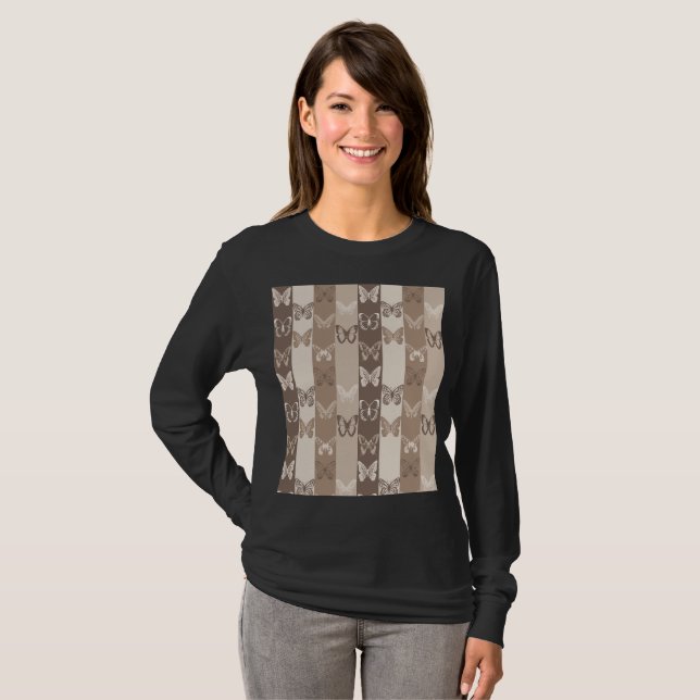 T-shirt Conception de rayures de papillon de terre neutre  (Devant entier)