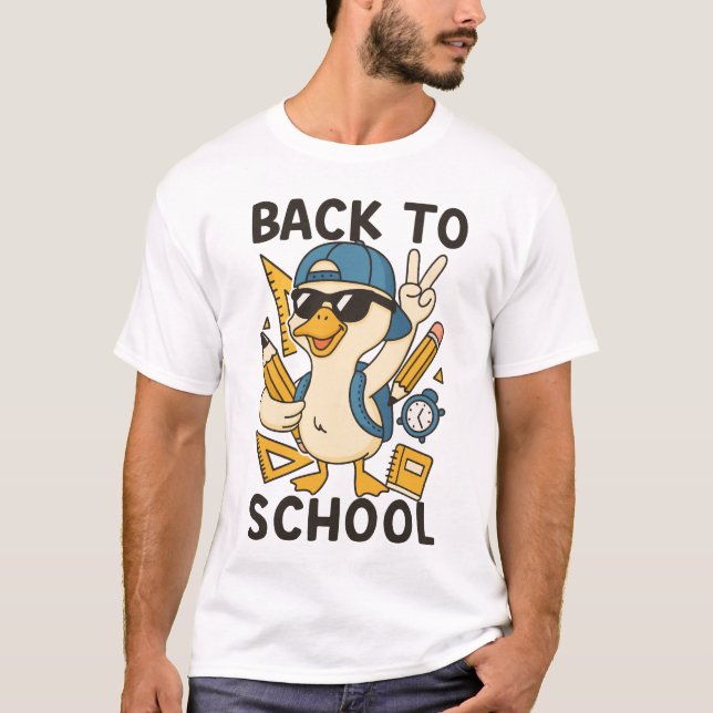 T-shirt Conception de rentrée scolaire de canard cool dess (Devant)