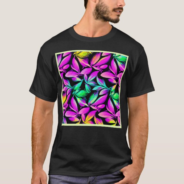 T-shirt Conception de répétition florale vibrante (Devant)