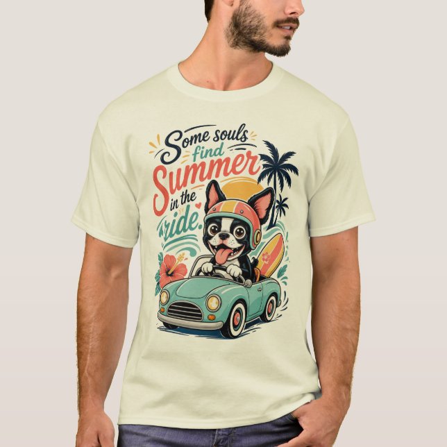 T-shirt Conception de road trip avec un chien mignon (Devant)