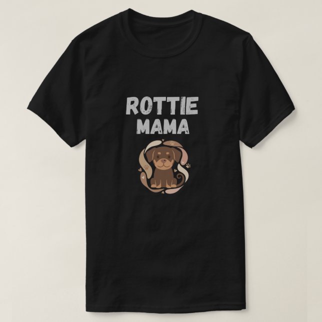 T-shirt Conception de Rottweiler mignonne Maman Rottie (Design devant)