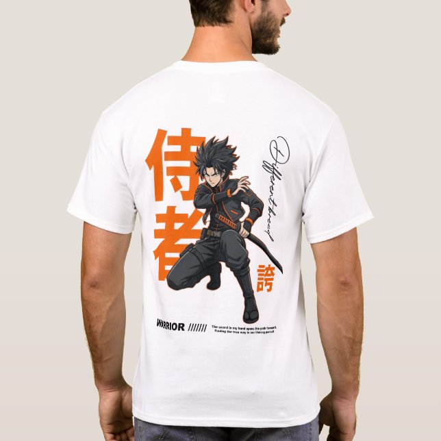 T-shirt Conception de rue de guerrier japonais d'action pr (Dos)