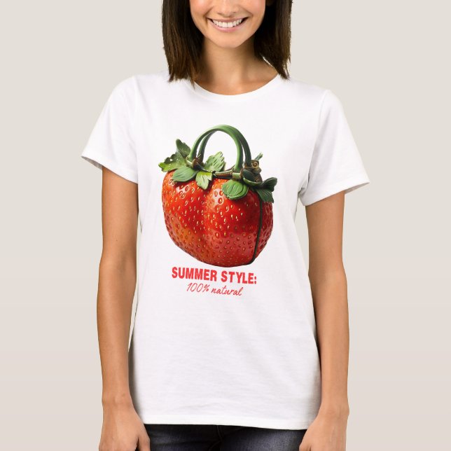 T-shirt Conception de sac à main fraise - Été hyper-réalis (Devant)
