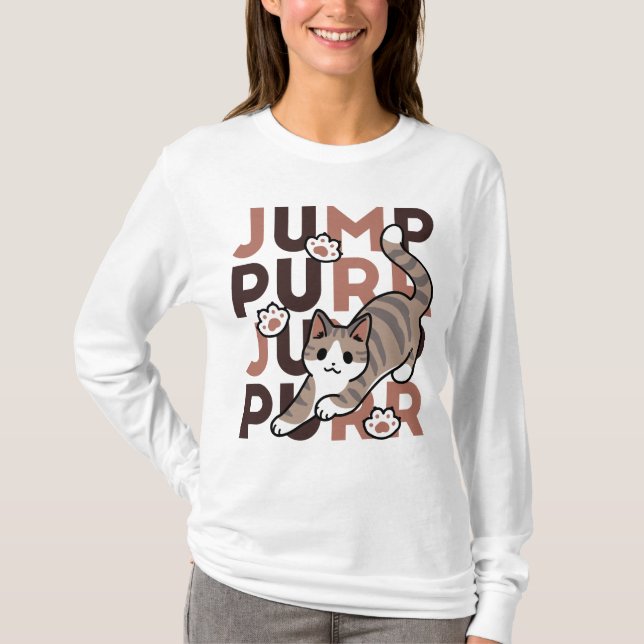 T-shirt Conception de saut de chat - Artwork de purr de sa (Devant)