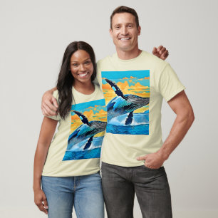 T-shirt Conception de saut de liberté océanique de baleine
