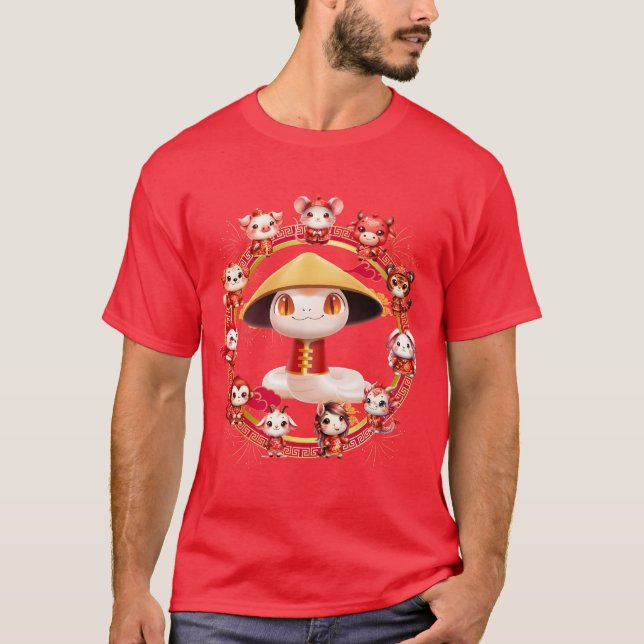T-shirt Conception de serpent du Nouvel An chinois 3 (Devant)