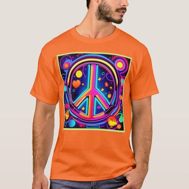 T-shirt Conception de signe de paix vibrant (Devant)