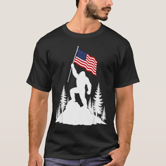 T-shirt Conception de silhouette de Bigfoot tenant le drap (Devant)