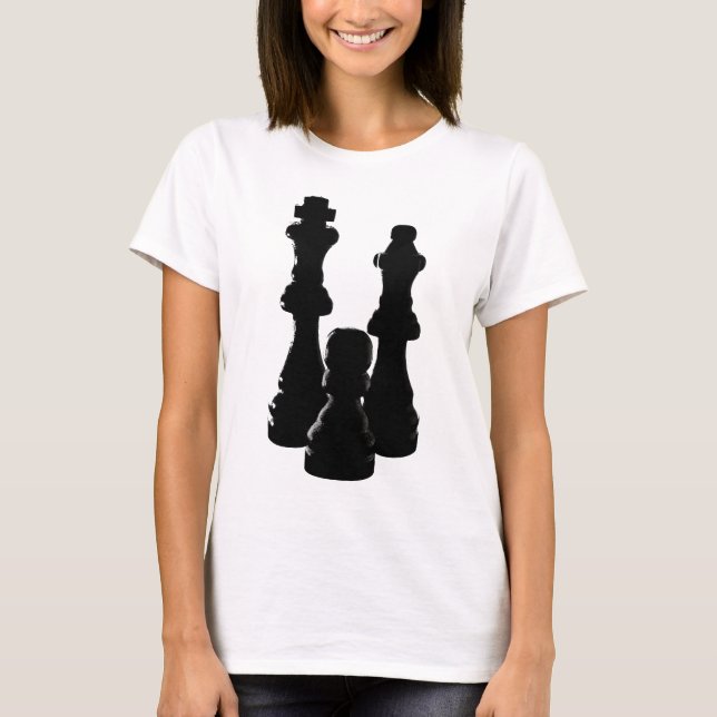 T-shirt Conception de silhouette de pièce d'échecs (Devant)
