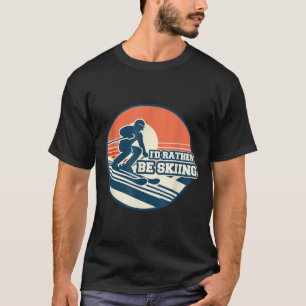 T-shirt Conception de silhouette de ski vintage avec dégra