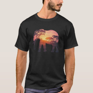 T-shirt Conception de silhouette d'éléphant à double expos