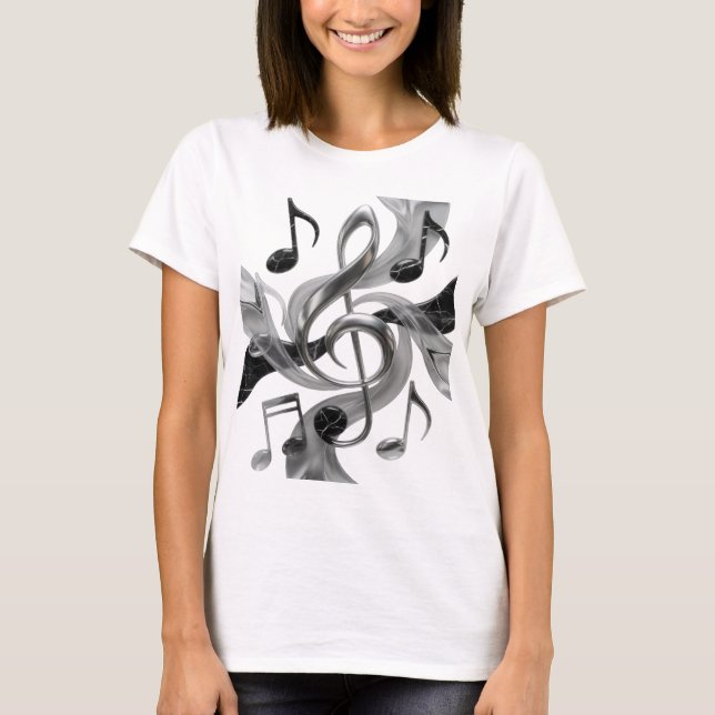T-shirt Conception de slogan Crisp Silver MUSIC IN MOTION (Devant)
